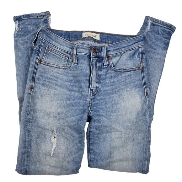 Madewell 9" High-Rise Skinny Jeans: Destructed-Hem Edition Size 26 Distressed - Picture 2 of 16